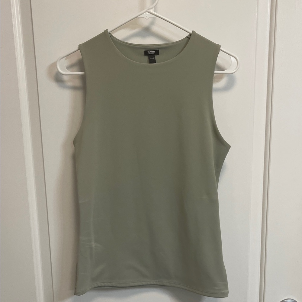 Express Body Contour Light Olive Tank Top
